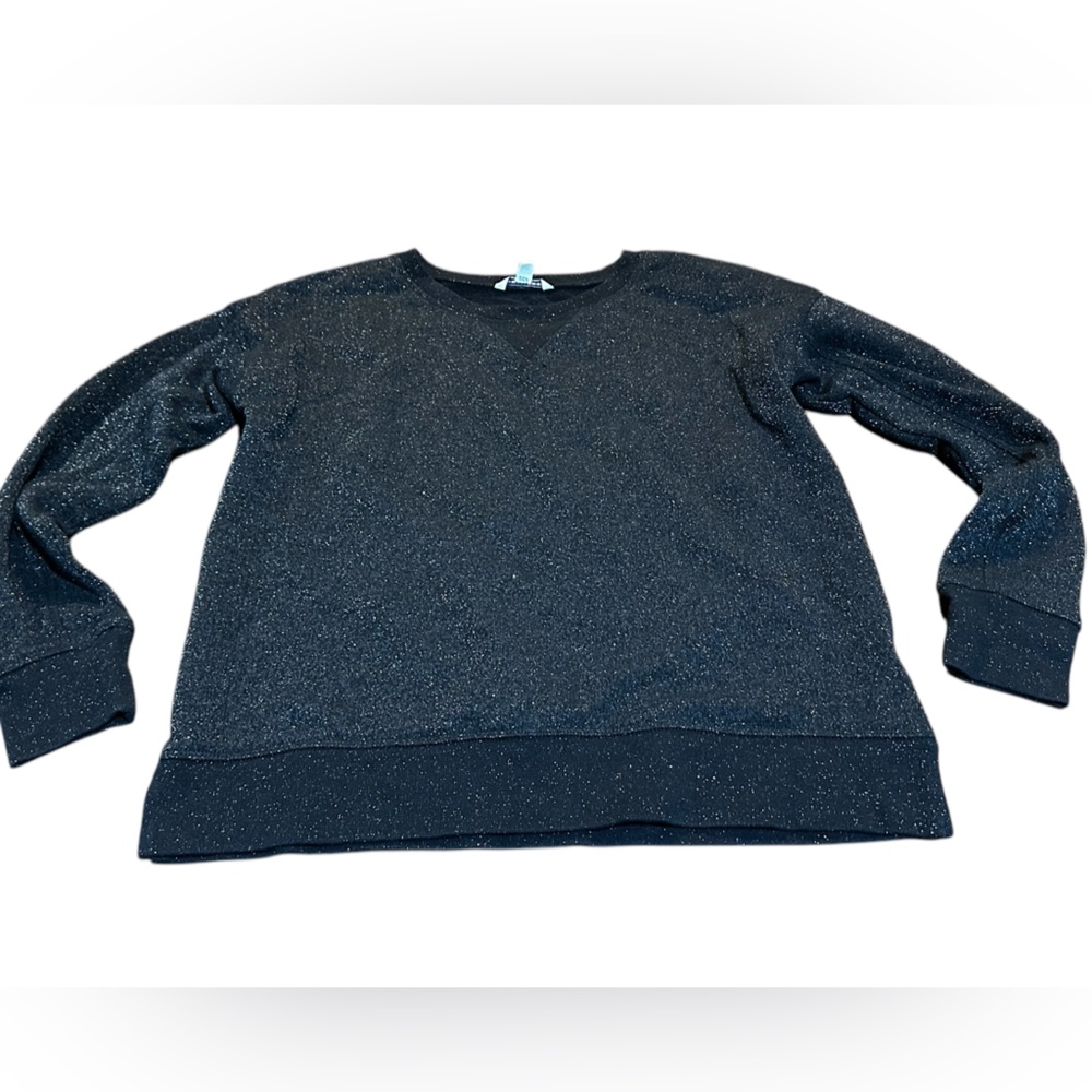 American Eagle Black & Silver Metallic Crew Neck Sweat‎ Shirt / Sweater small